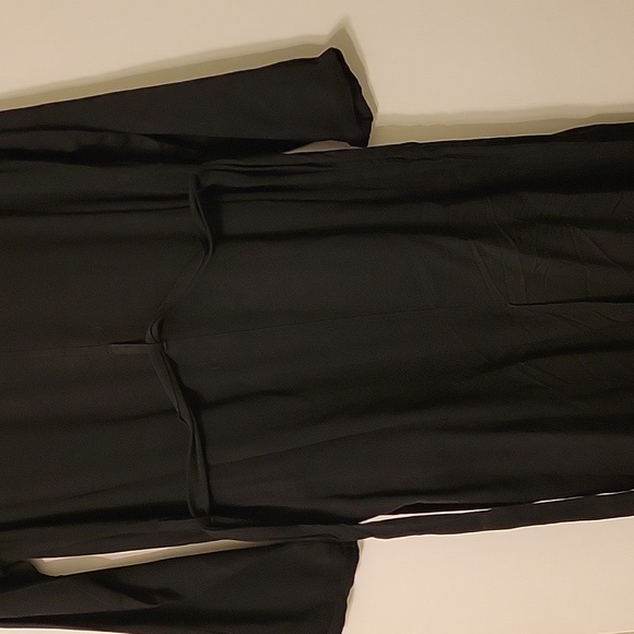 Forever 21 S long black cardigan/coat with self belt - Picture 7 of 8